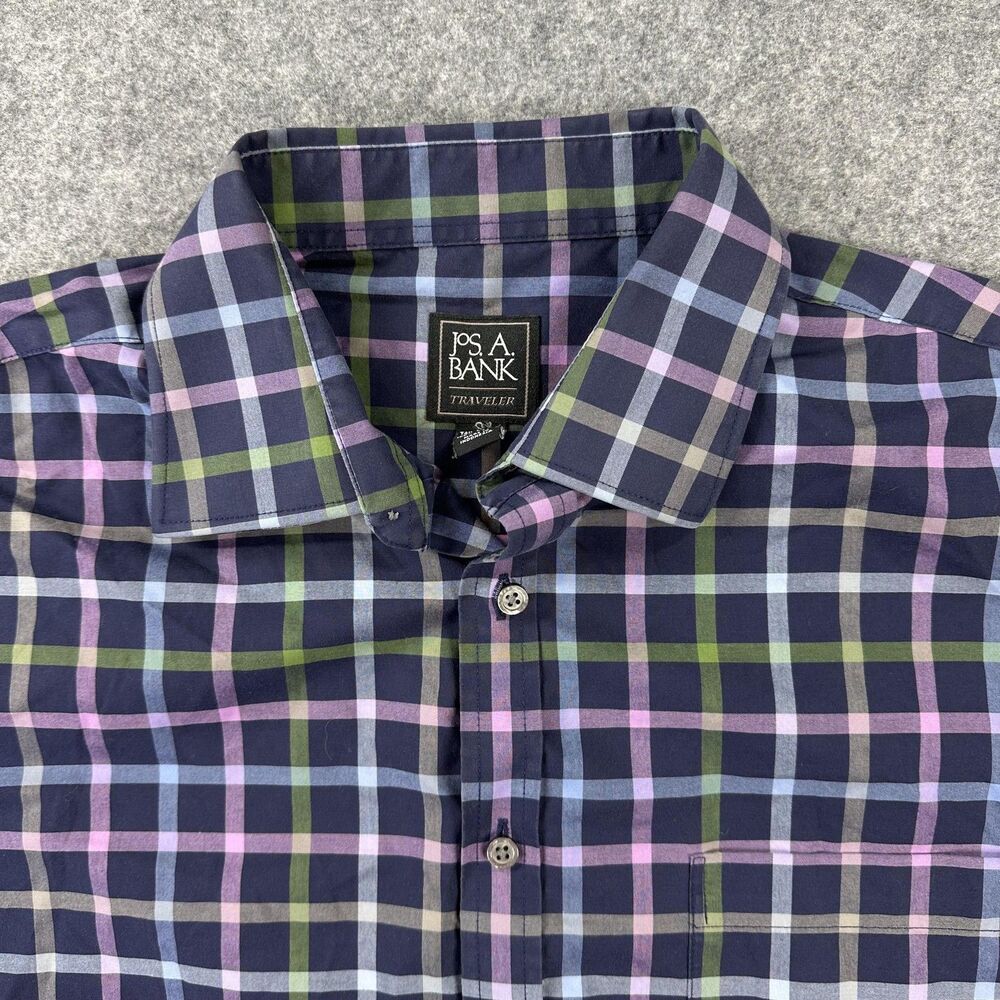 Jos A Bank Traveler Shirt Mens Large Multicolor Plaid Slim Fit Long Sleeve - Picture 3 of 8